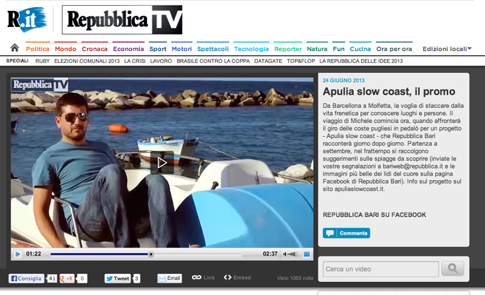 Apulia Slow Coast su Repubblica Tv